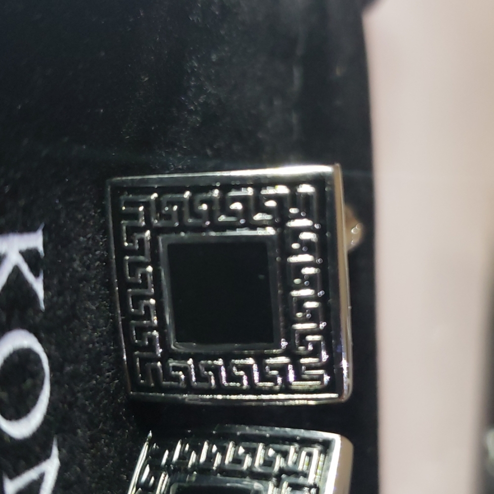 KONOV Men's Rhodium Cufflink - Picture 2 of 2